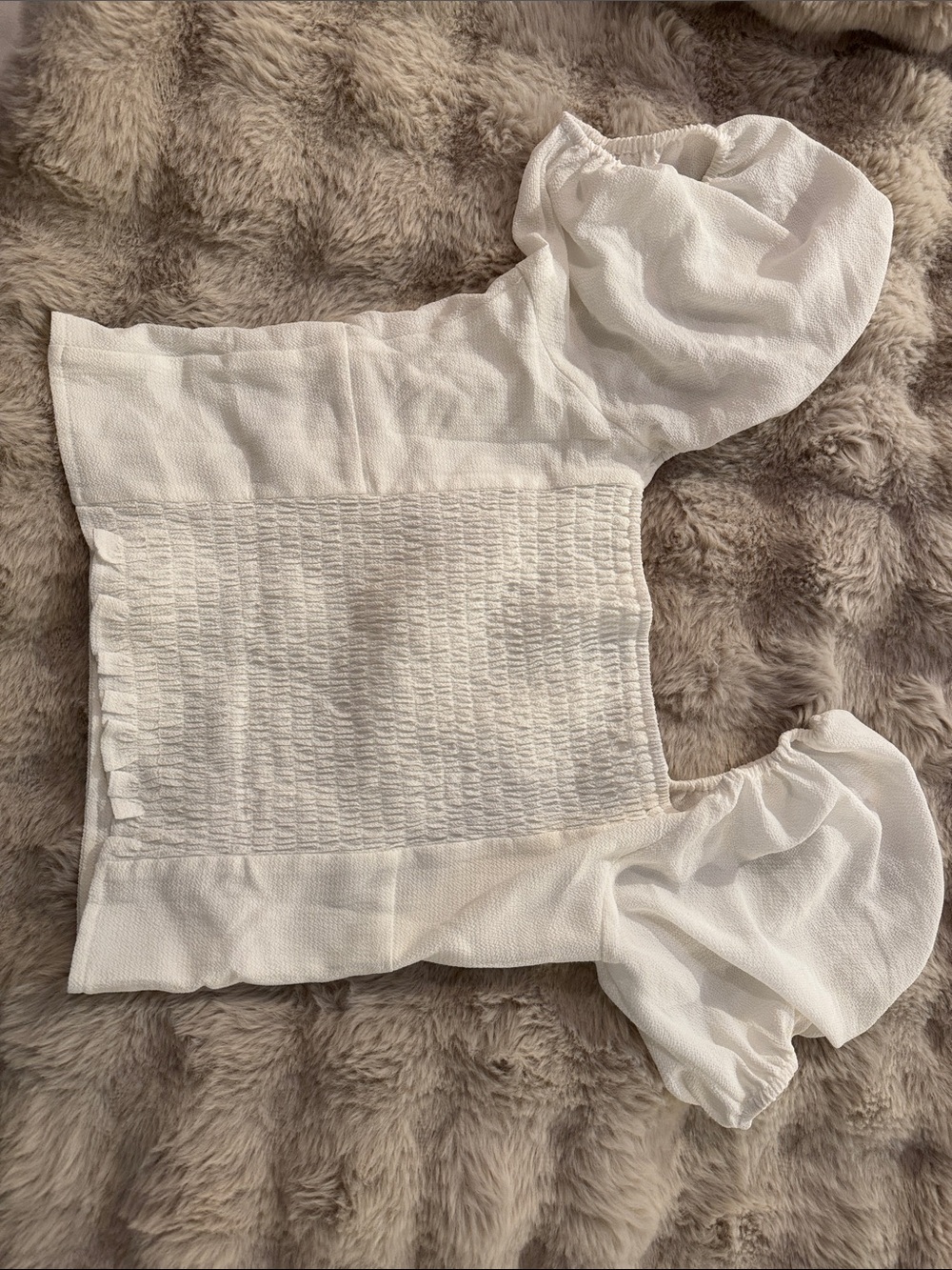 twik White Puff Sleeve Square Neck Tank Top - Picture 2 of 2